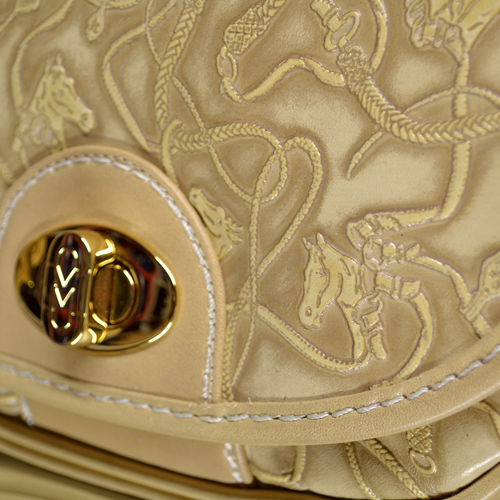 Marino Orlandi Saddle Handbag in Horse Print Cream